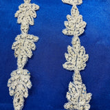 Beaded Lace Trimming Silver Metallic