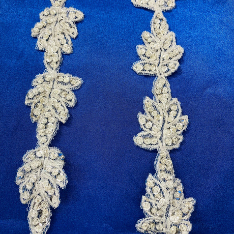 Beaded Lace Trimming Silver Metallic