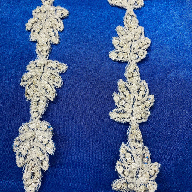 Beaded Lace Trimming Silver Metallic