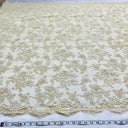 Beaded Lace Fabric Ivory Gold