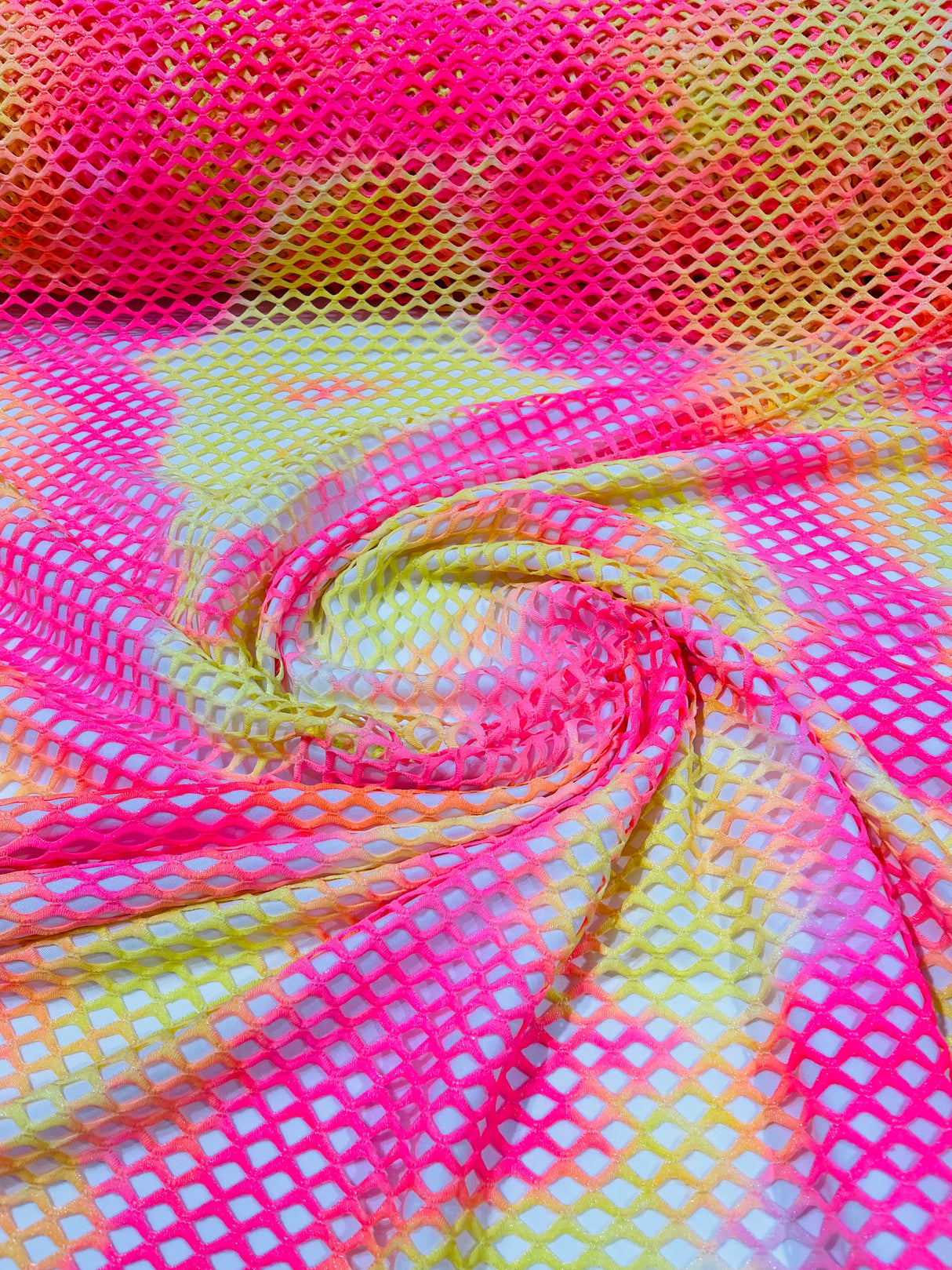 Fishnet Diamond Stretch Fishnet Fabric - 58" Width, 4-Way Stretch, Diamond Mesh, Multi Color (1 Yard)
