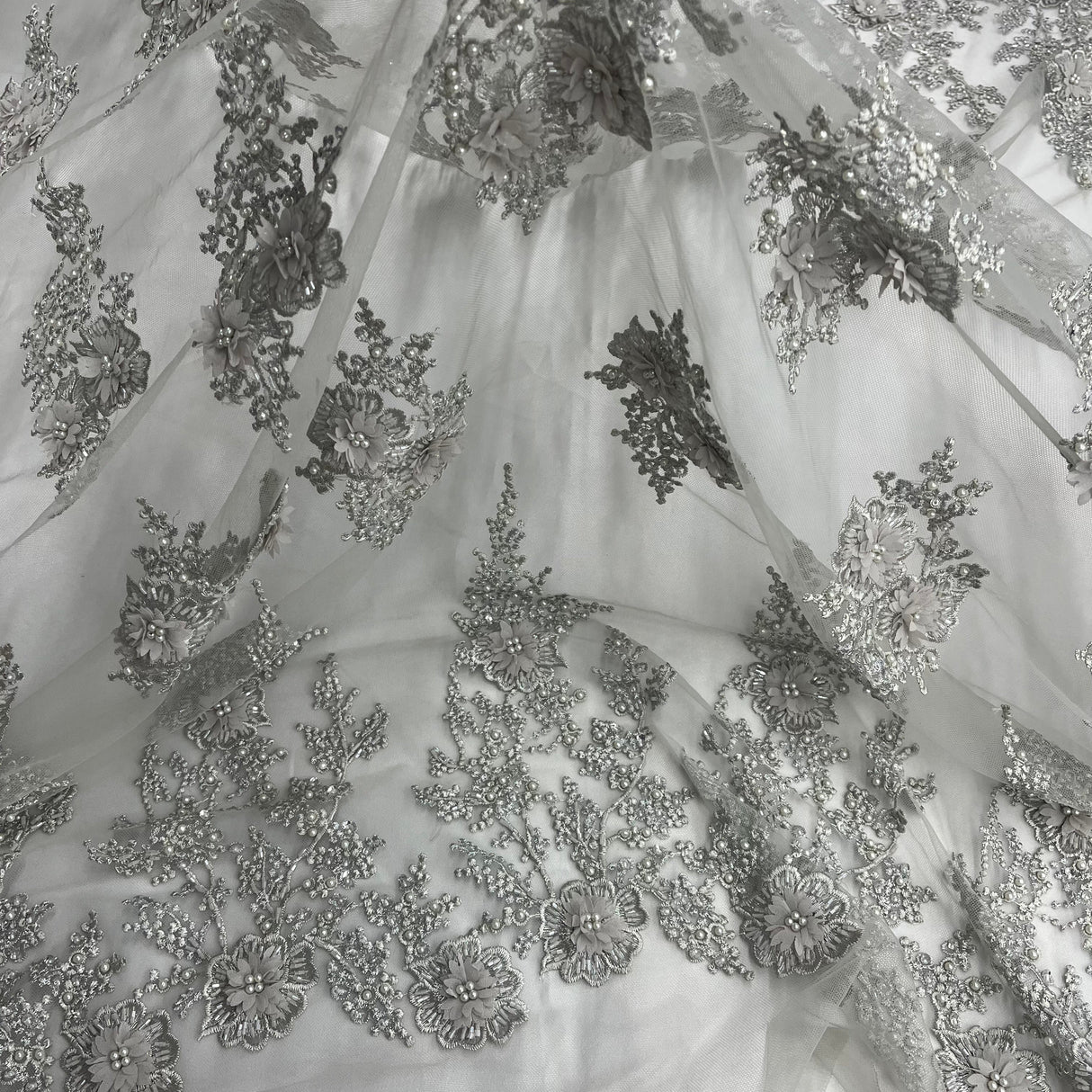 Embroidered 3D Floral Lace Black