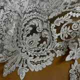 1 Yard Beaded Corded Bridal Lace Fabric Embroidered on 100 Percent Polyester Net Mesh Gold