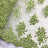Corded Bridal Lace Fabric - Embroidered Floral Pattern, 52" Width (1 Yard)