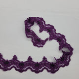 Beaded Corded Lace Trimming 100 Percent Polyester Net Mesh Fabric - Embroidered, 3" Wide, Multiple Colors (1 Yard)