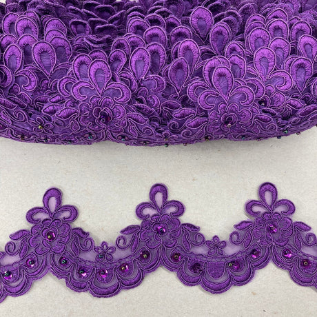 Beaded Lace Trimming on Polyester Organza