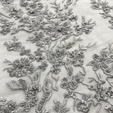 Beaded Lace Fabric Embroidered on 100% Polyester Net Mesh