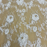 Beaded Chantilly Floral Lace White