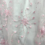 Beaded Lace Fabric on Polyester Net Mesh