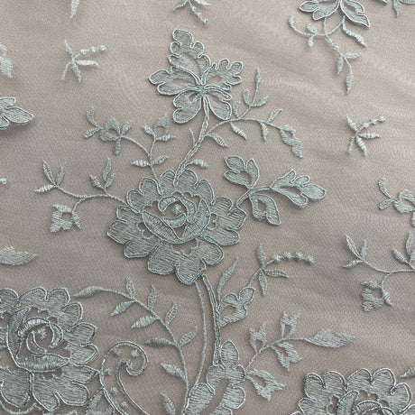 Embroidered Corded Bridal Lace Turquoise
