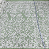 1 Yard Ivory Corded Bridal Lace Fabric Embroidered on 100 Percent Polyester Net Mesh 53 Inch Width