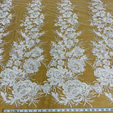 Beaded Lace Fabric Embroidered on Polyester Net Mesh 52"