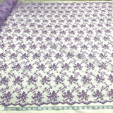 1 Yard Silver Beaded Lace Fabric Embroidered on Polyester Net Mesh for Couture Wedding and Evening Dresses – 53"