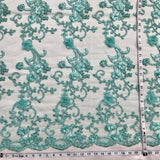 1 Yard Beaded 3D Floral Lace Fabric Embroidered on 100 Percent Polyester Net Mesh White 52 inch Width