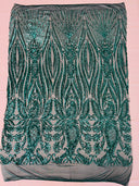Paisley Sequin Design 4 Way Stretch Mesh Fabric - Nude Paisley Embroidered Iridescent Sequins, 48-50" Width, 36" Length (1 Yard)