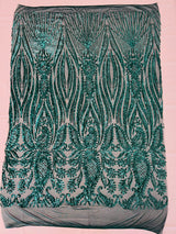 Paisley Sequin Design 4 Way Stretch Mesh Fabric - Nude Paisley Embroidered Iridescent Sequins, 48-50" Width, 36" Length (1 Yard)