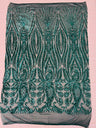 Paisley Sequin Design 4 Way Stretch Mesh Fabric - Nude Paisley Embroidered Iridescent Sequins, 48-50" Width, 36" Length (1 Yard)