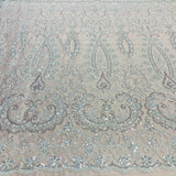 1 Yard Beaded Lace Fabric Embroidered on 100% Polyester Net Mesh