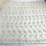 1 Yard Corded Bridal Lace Fabric Embroidered on 100% Polyester Net Mesh | Lace USA - 95388W - Antique Gold - 54" Wide