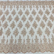 Beaded Lace Fabric Champagne Mesh