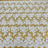 1 Yard Ivory Beaded and Corded Bridal Lace Fabric Embroidered on Polyester Net Mesh 51 Inch Width