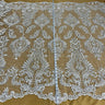 1 Yard Beaded Corded Bridal Lace Fabric Embroidered 100 Percent Polyester Net Mesh 52 inch Width