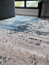Tess 913 Blue Polyester Area Rug - Blue, Machine Made, Made In Turkey (5' 3" X 7' 4")