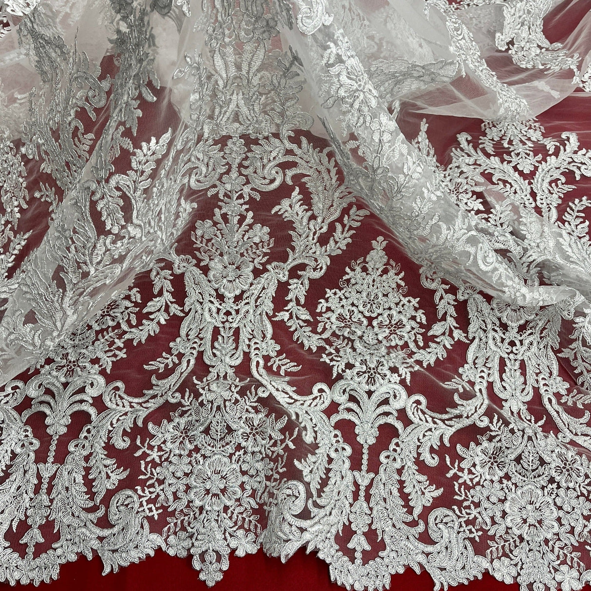 Corded Bridal Lace Fabric 52" Polyester Net Mesh