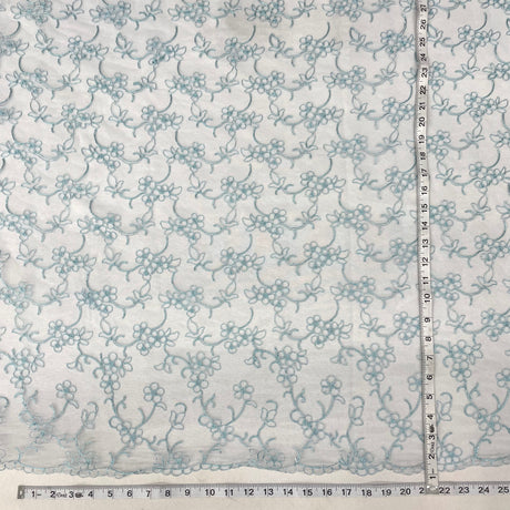 Corded Bridal Lace Fabric Embroidered On 100 Percent Polyester Net Mesh Fabric - Fuchsia, Brown, Mint, Turquoise, Silver/Cooper, Cooper, Lt. Blue, 54" Width (1 Yard)