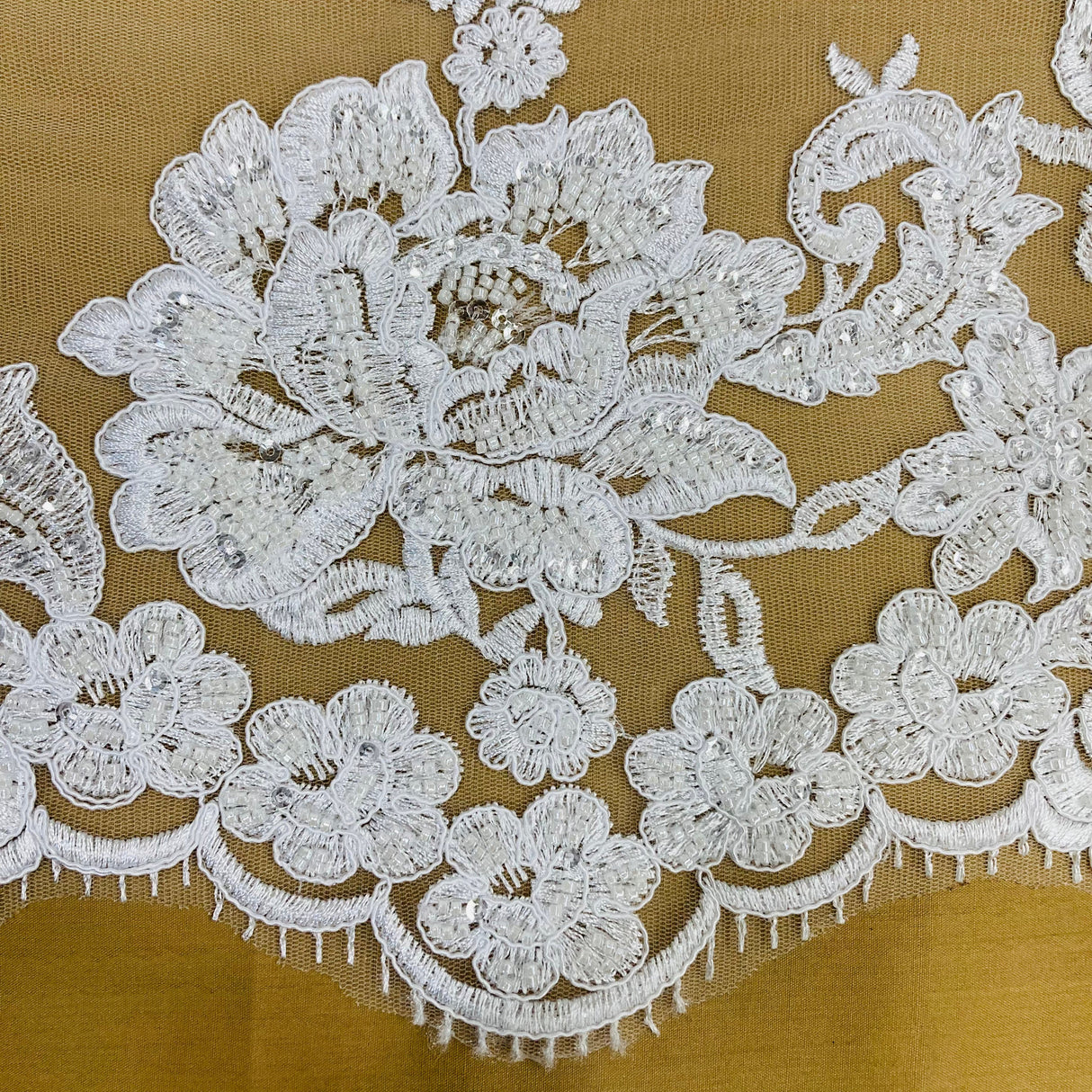 Beaded Floral Lace Trimming
