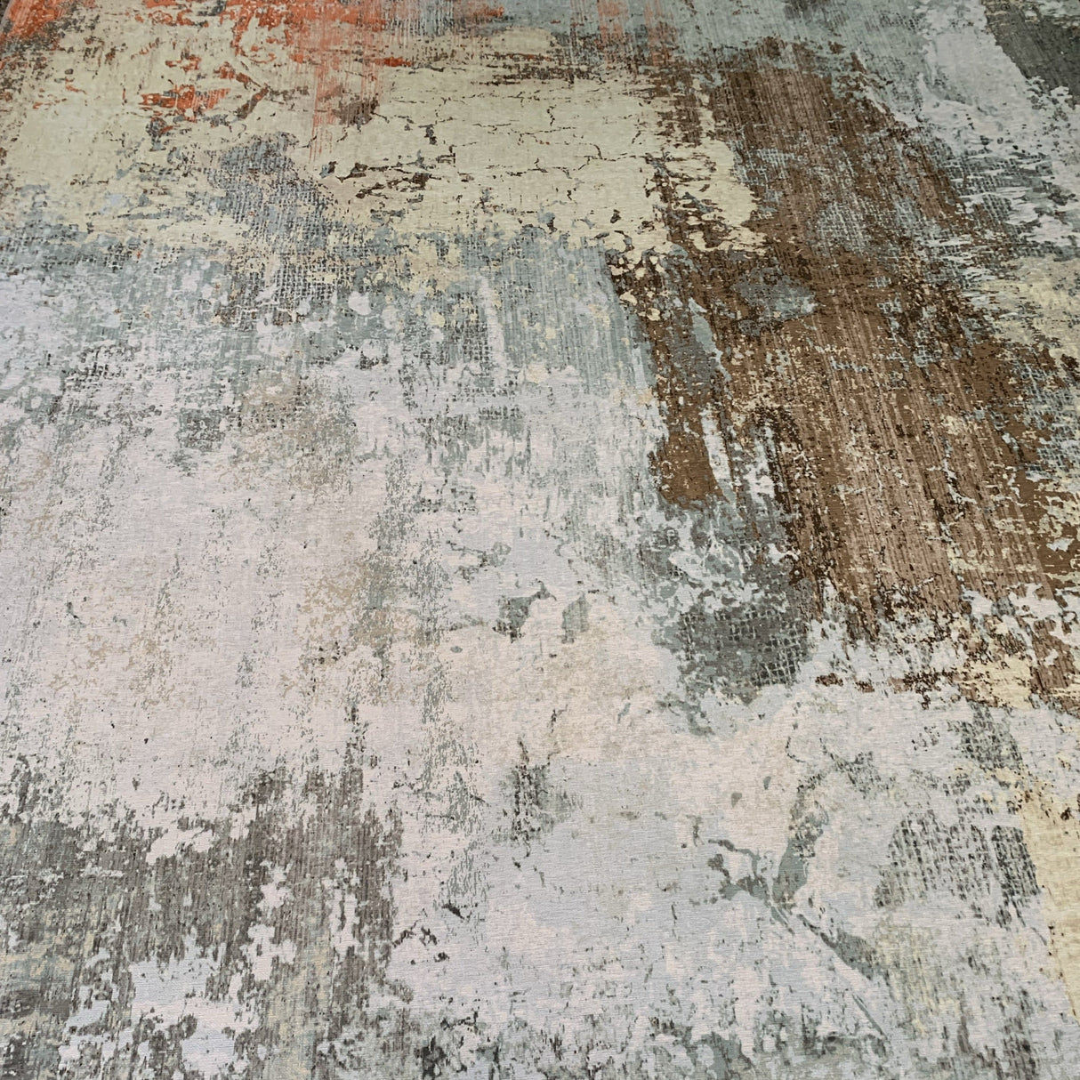 Vintage Rusty Print Style Printed Rug - Orange Brown Beige, Rust, 7'6" X 10'3" (1 Piece)