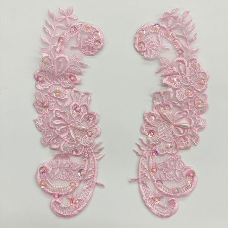 Beaded Lace Applique on Polyester Organza