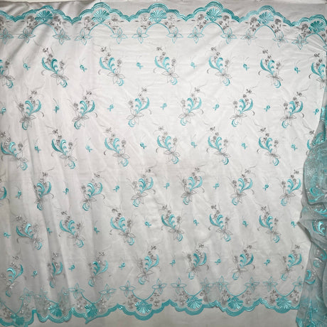 Beaded Lace Fabric Embroidered on 100% Polyester Net Mesh