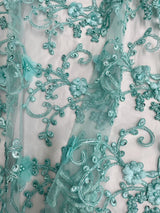 Beaded 3D Floral Lace Mesh