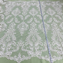 Corded Bridal Lace Fabric on Polyester Net Mesh