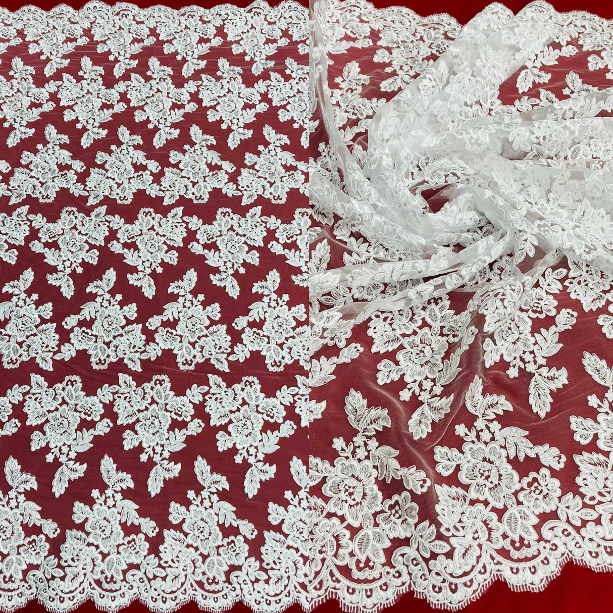 Corded Bridal Lace Embroidered Net Mesh