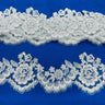 Corded Lace Trimming Embroidered On 100 Percent Polyester Net Mesh Fabric - Black, Gold Antique, Gold Metallic, Ivory With Silver Cording, Ivory, Red, Silver Metallic, White With Silver Cording, White, 3.5" Width (1 Yard)