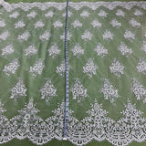 1 Yard Beaded and Corded Lace Fabric Embroidered on Polyester Net Mesh