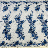 Beaded 3D Floral Lace Fabric