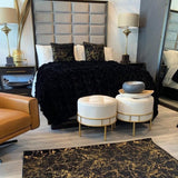 Braided Fluffy Faux Fur Chinchilla Blanket Luxurious Black Comforter & Bed Cover