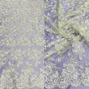 Corded Bridal Lace Fabric on Polyester Net Mesh