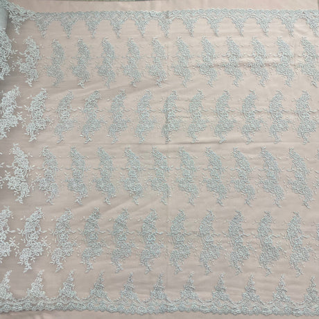 1 Yard Corded Embroidered Bridal Lace Fabric for Wedding Gowns 54 inch Width