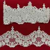 Beaded Corded Lace Trim 5" Polyester Net Mesh