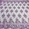 1 Yard Beaded and Corded Bridal Lace Fabric Embroidered on Polyester Net Mesh