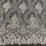 Beaded Lace Fabric on Polyester Net Mesh