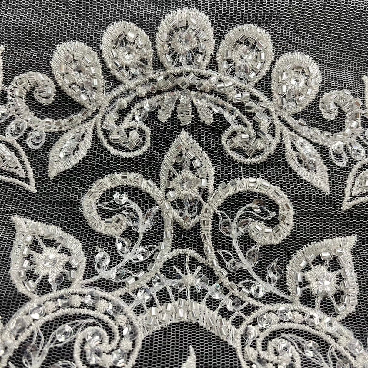 Beaded Sequined Lace Fabric
