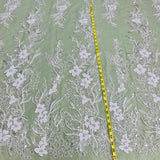 Beaded Lace Fabric on Polyester Net Mesh 54"