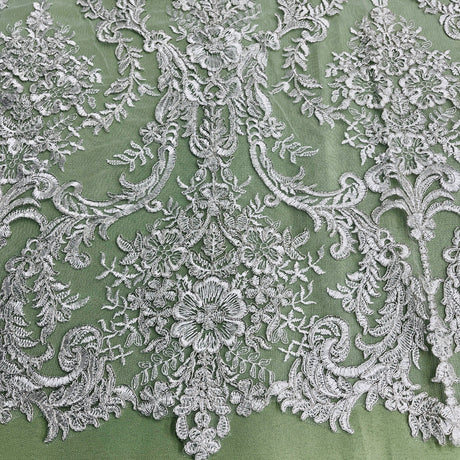 Embroidered Bridal Lace White Mesh