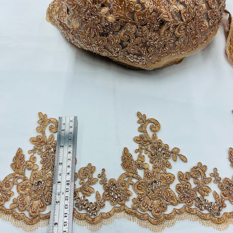Beaded Corded Floral Lace Trim