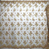 Corded Bridal Lace Fabric on Polyester Net Mesh
